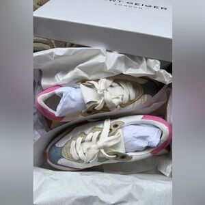 Kurt Geiger White and Pink Sneakers